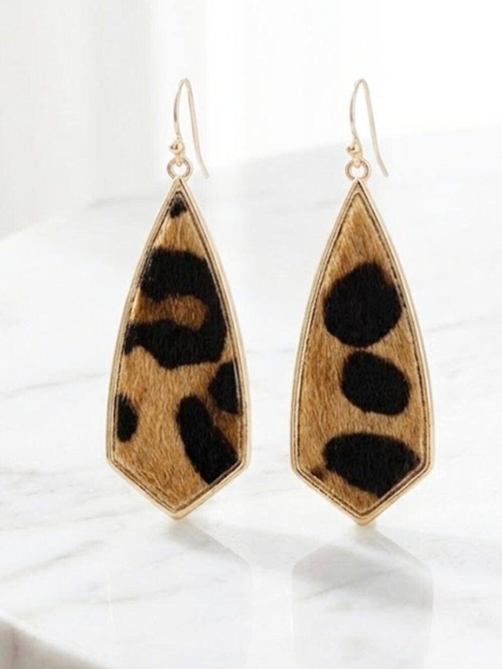Ladies Leopard Print Fuzzy Dangle Earrings